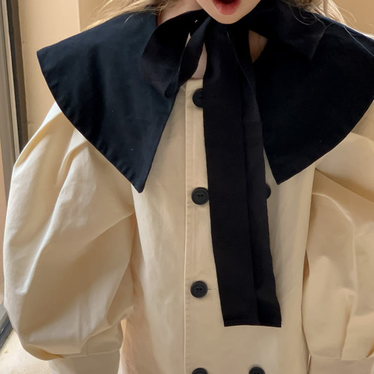 Toddler Girl Collar Preppy Style Mid-length Coat