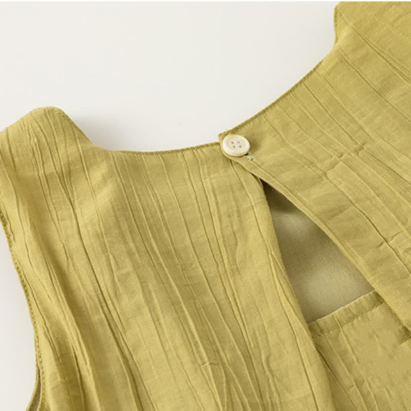 Toddler Girl Solid Color Pleated Sleeveless Dress