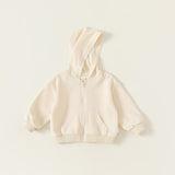 Toddler Casual Loose Solid Color Hooded Zipper Coat