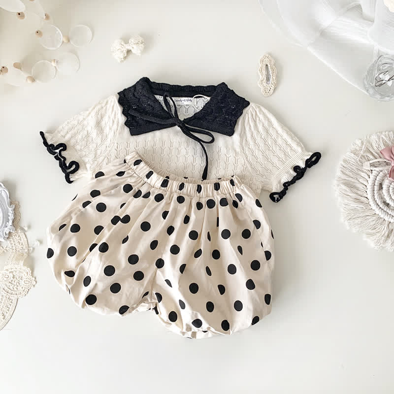 Baby Toddler Hollow Out Lapel Knitted Tee