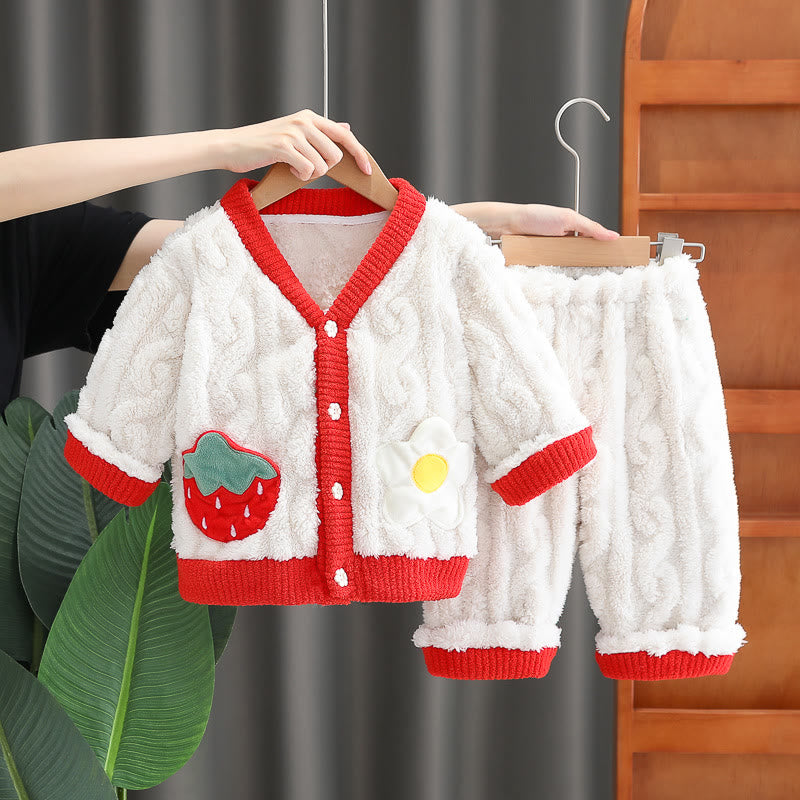 Toddler Girl Strawberry Flower Pajamas 2 Pieces Set