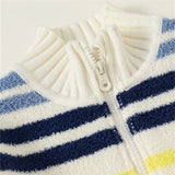 Toddler Colorful Striped Zipper Knitted Fleece Coat