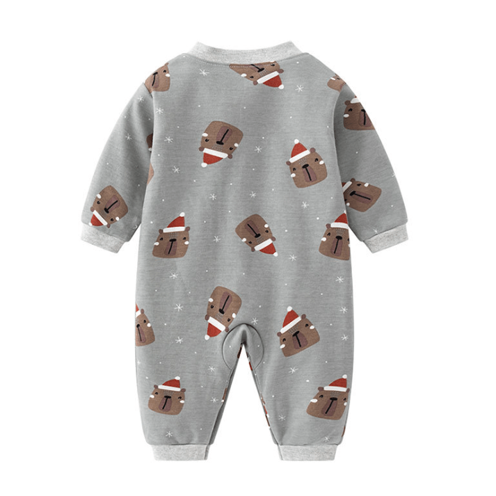 Baby Santa Hat Bear Snow Romper