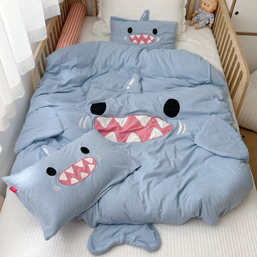 Baby Toddler Blue Shark Cotton Pillowcase Duvet Cover
