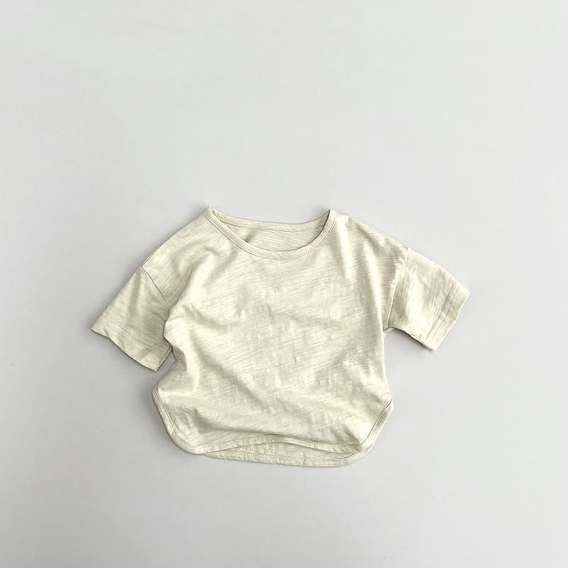 Toddler Solid Color Crew Neck Casual Tee