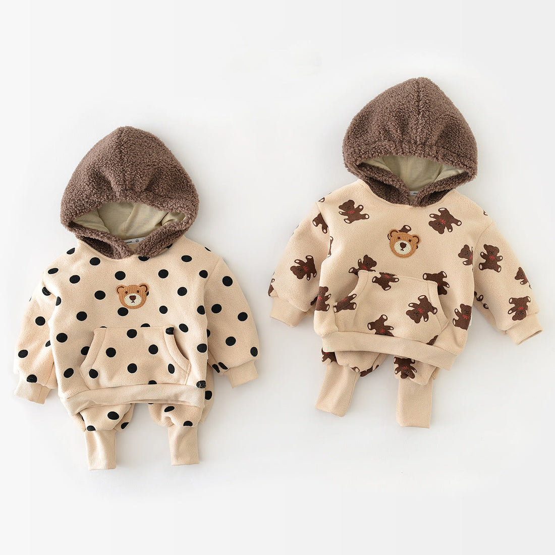 Baby Bear Dots Hooded Fleece 2 Pieces Set