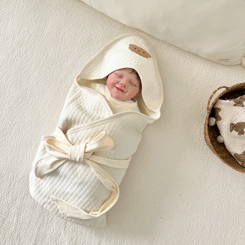 Baby Embroidered Bear Thicken Wrap Blanket