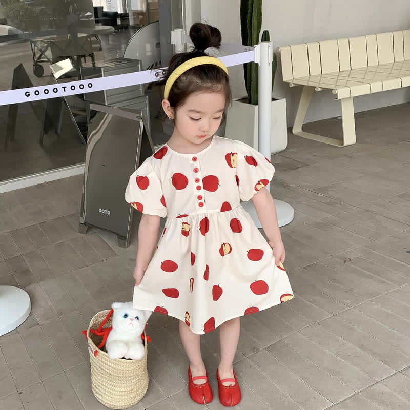 Toddler Girl Apple Puff Sleeve Dress