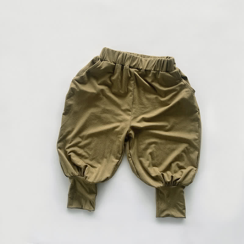 Toddler Boy Retro Solid Color Loose Pants