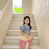 Toddler Girl Plaid Ruffled Splicing Dress