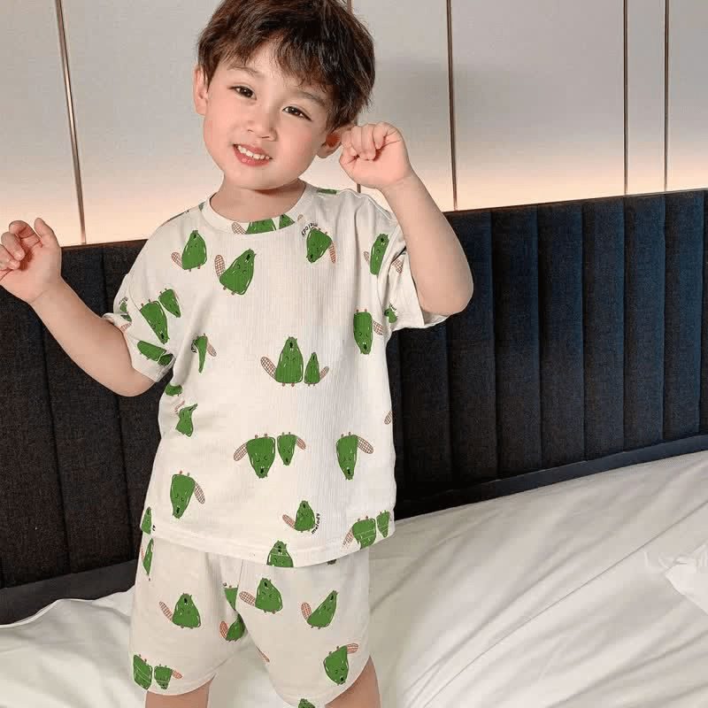 Toddler Dino Lemon Smiley Mouse Pajamas Set