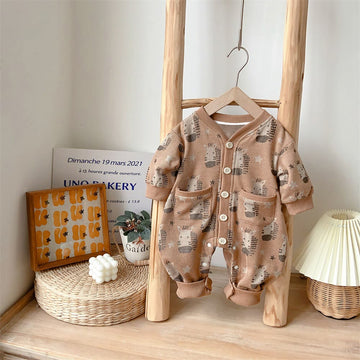 Baby Zebra Star Button Pocket Romper