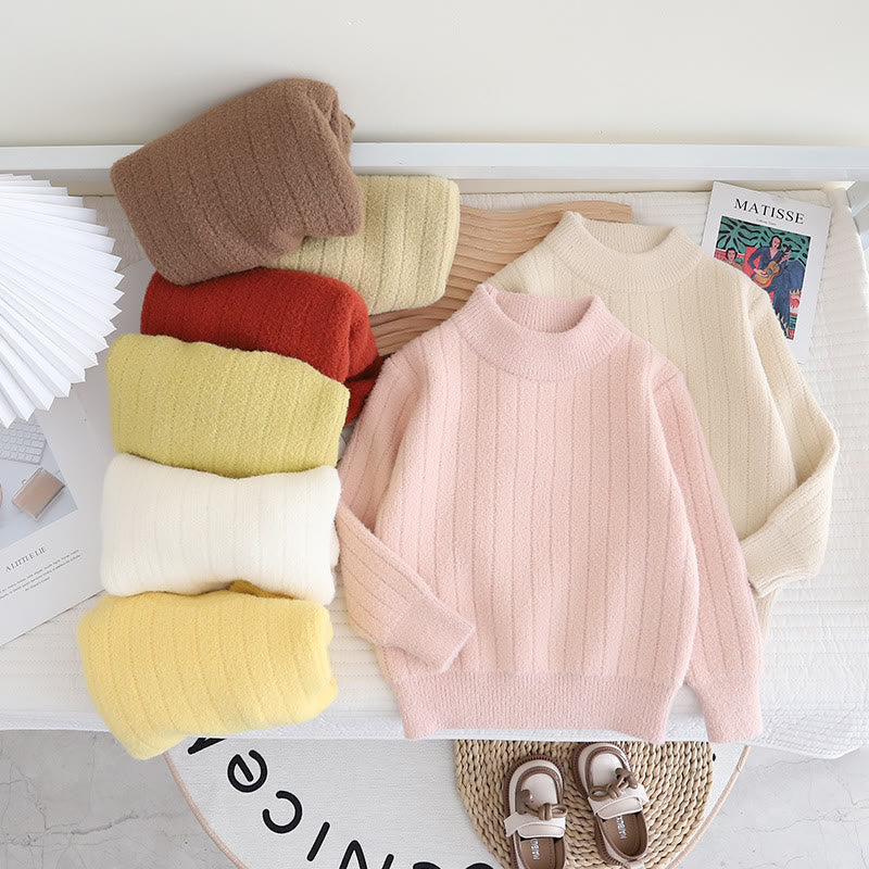 Toddler Knitted Solid Color Loose Sweater