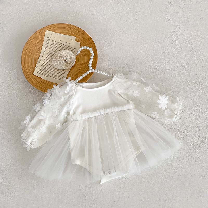 Baby Mesh Flower Skirted Bodysuit
