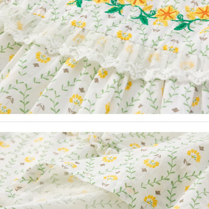 Toddler Girl Embroidered Floral Lace Collar Dress