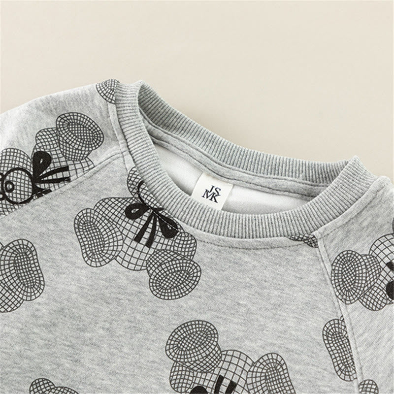 Toddler Bow Teddy Bear Casual Sweatshirt