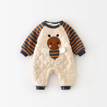 Baby Fleece Lined Striped Bee Romper