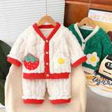 Toddler Girl Strawberry Flower Pajamas 2 Pieces Set