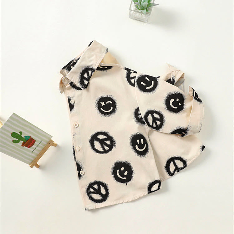Toddler Boy Beige Smile Lapels Shirt