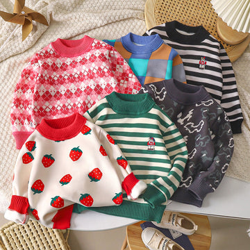 Toddler Colorful Fleece Lined Sweater