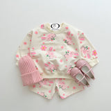 Baby Toddler Bunny Flower Sweatshirt and Shorts Set