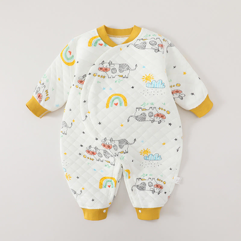 Baby Cloud Sun Rainbow Cow Romper