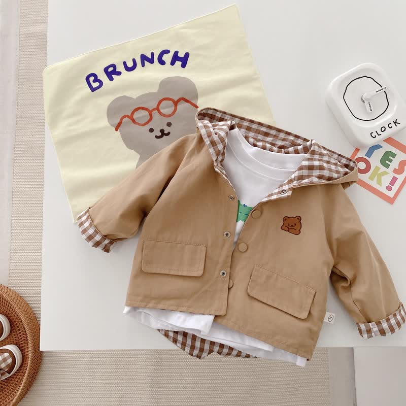 Toddler Boy Reversible Bear Hooded Jacket