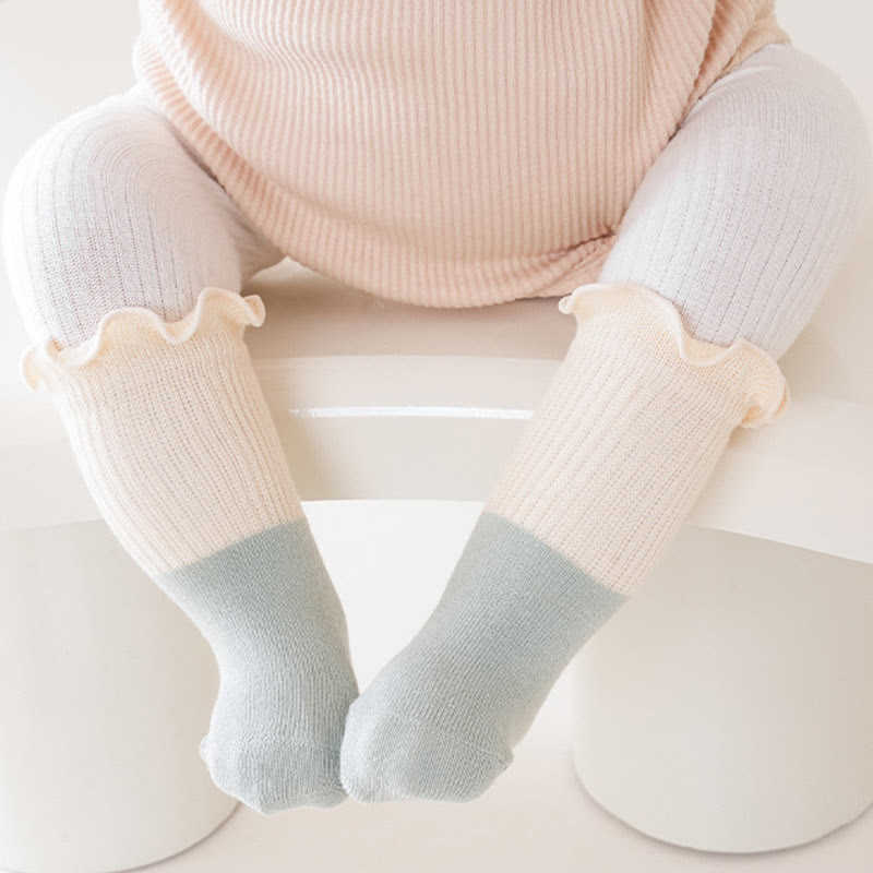 Baby Color-block Ruffled Edge Socks