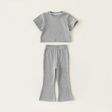 Toddler Girl Solid Color Flared Pajamas Set