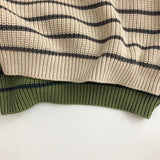 Toddler Zipper High Collar Striped Retro Style Sweater