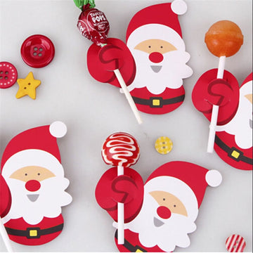 50Pcs/Lot Christmas Paper Lollipop Cards