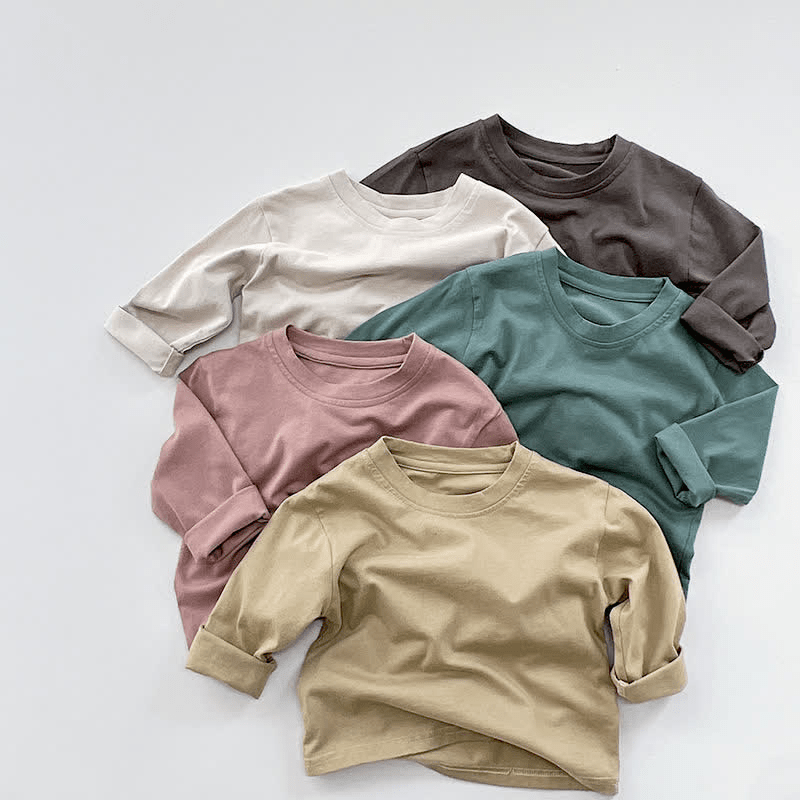 Toddler Retro Solid Color Casual T-Shirt