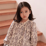 Toddler Girl Lace Wash Painted Flower Princess Dress