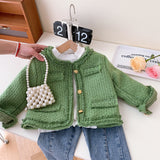 Toddler Girl Green Knitted Sweet Coat