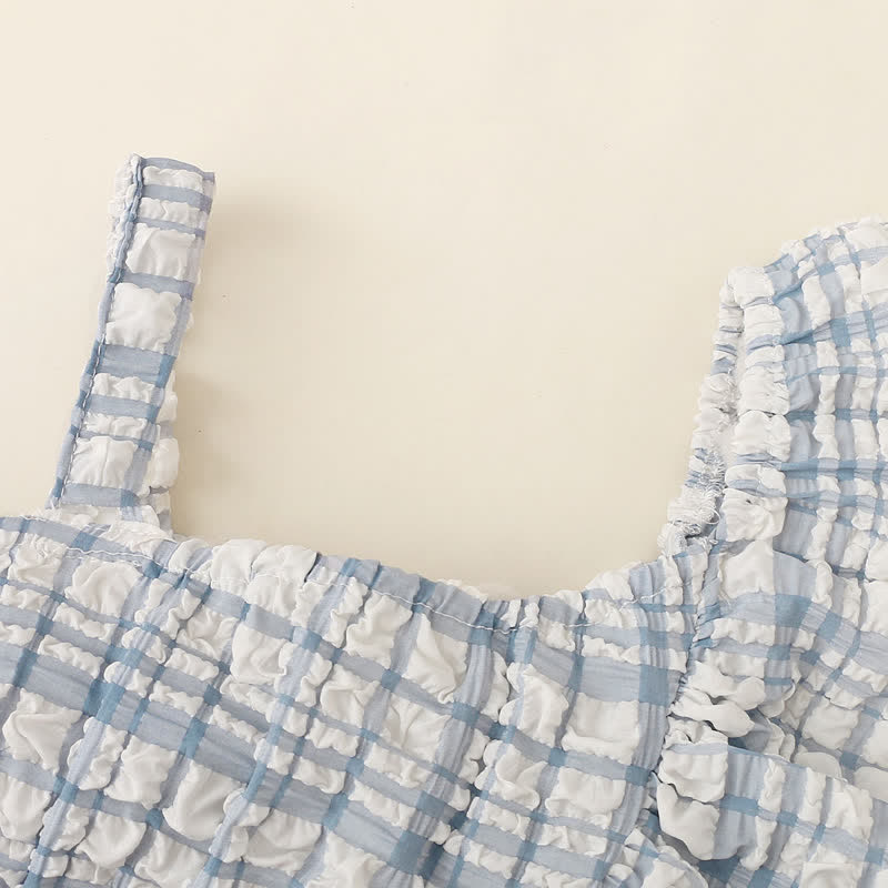 Toddler Girl Plaid Camisole and Bowknot Shorts Set