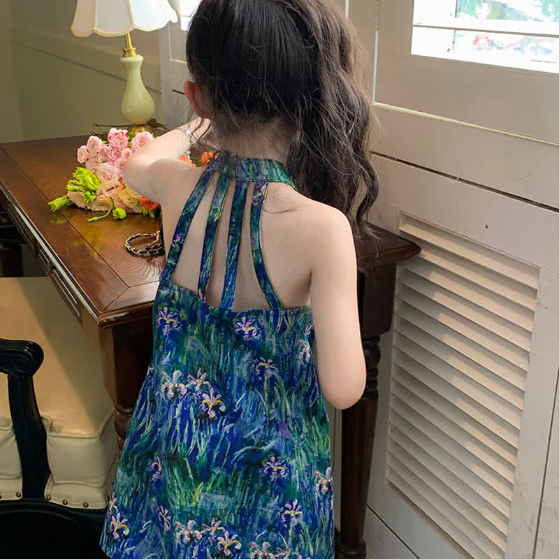 Toddler Girl Flower Halter Neck Dress