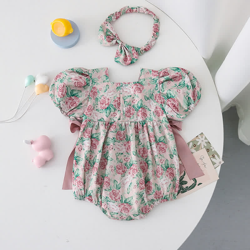 Baby Toddler Sister Match Flower Bodysuit Dress
