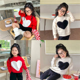 Toddler Girl Heart Knitted Sweater