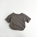 Toddler Solid Color Crew Neck Casual Tee