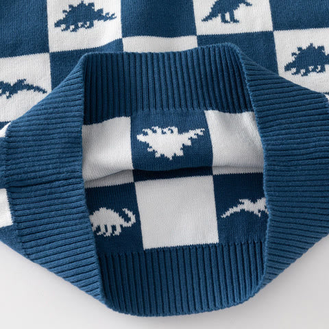 Toddler Dinosaur Plaid Knitted Lovely Vest