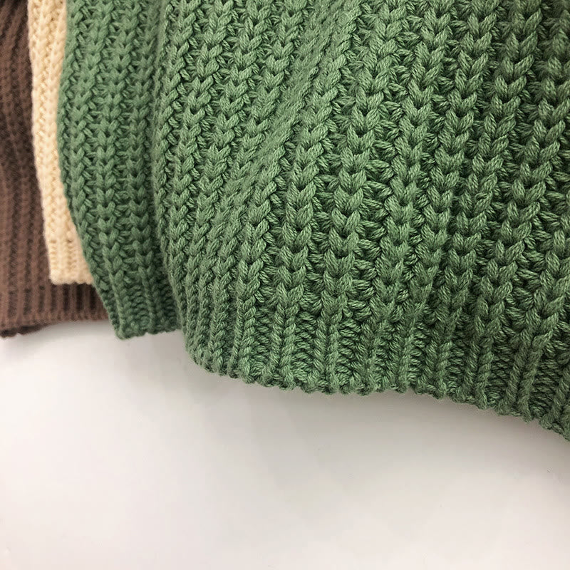 Toddler Vintage Solid Color Retro Style Knitted Sweater