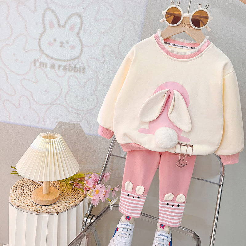 Toddler Girl Lovely Bunny 3D Ears Tail 2 Pieces Set
