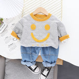 Toddler Smiley Sweatshirt and Denim Pants Set