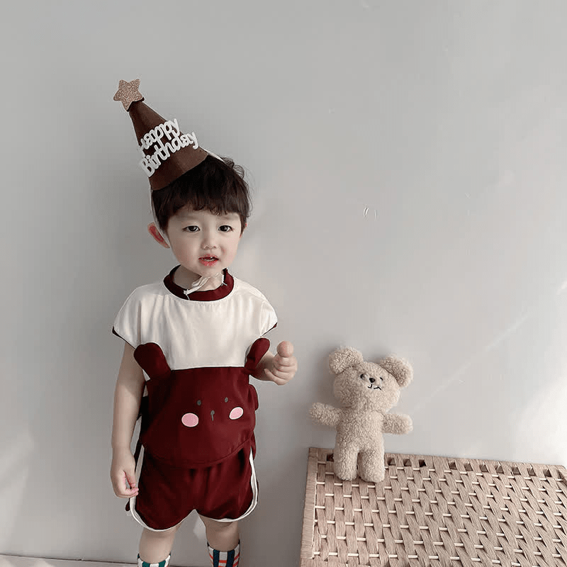 Baby Toddler Color Block Bear 2 Pieces Set