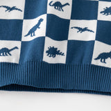 Toddler Dinosaur Plaid Knitted Lovely Vest