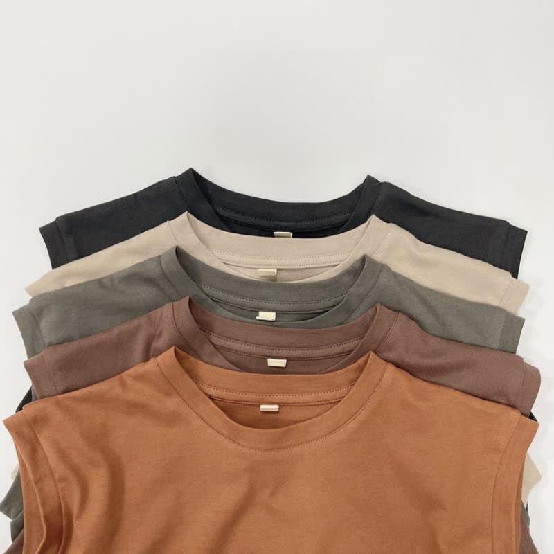 Toddler Boy Solid Color Crew Neck Pocket Tank Top