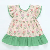 Toddler Girl Flower Color Block Loose Dress