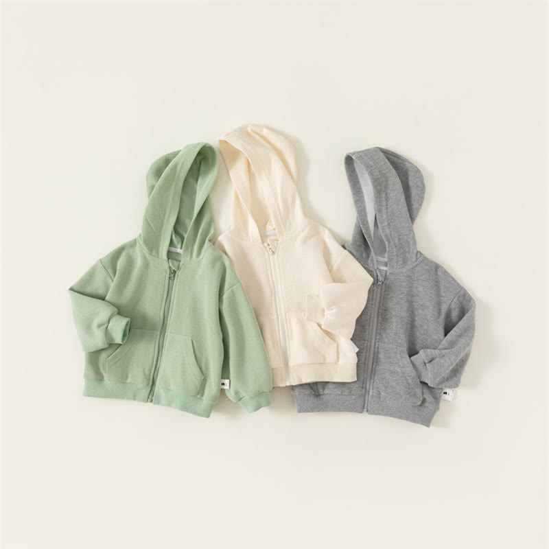 Toddler Solid Color Pocket Hoodie
