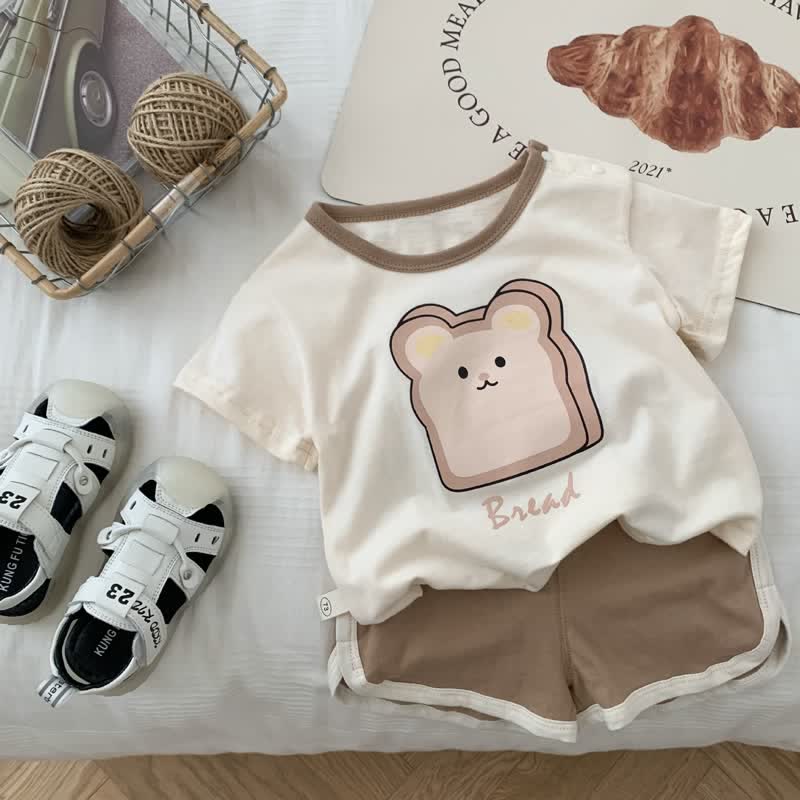 BREAD Baby Toddler Bear Tee and Shorts Set