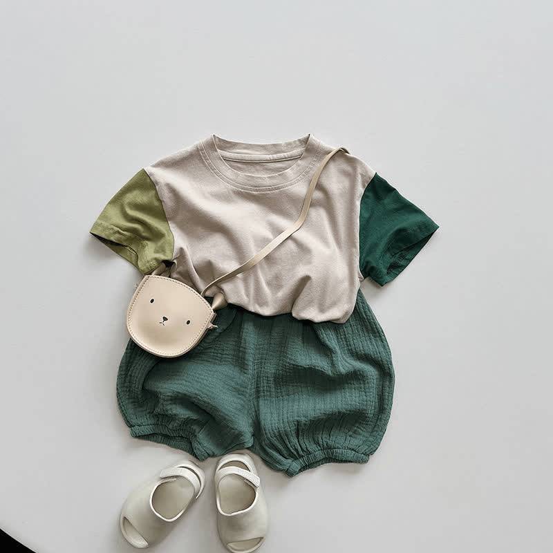 Toddler Boy Contrast Sleeve Loose Tee